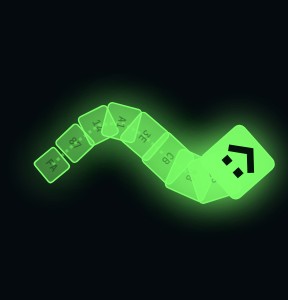 Worm: a chain of green data packets with a chevron head