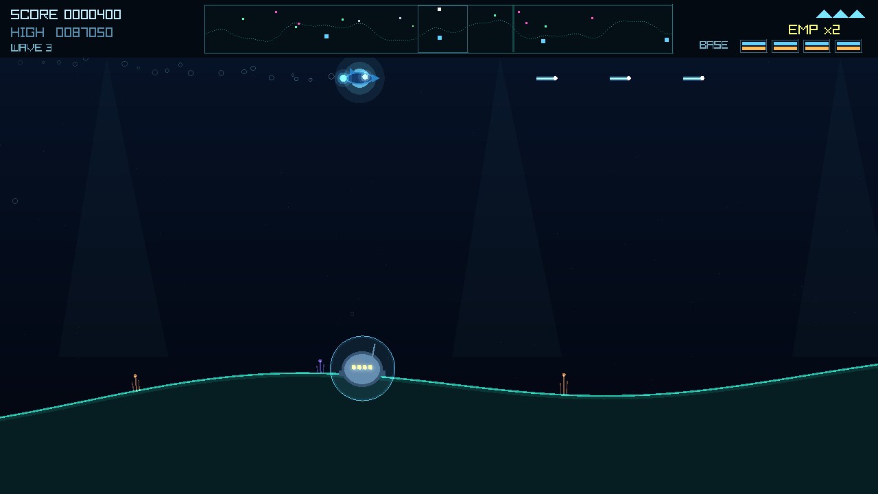 A colony habitat dome on the trench floor, protected by a glowing shield bubble