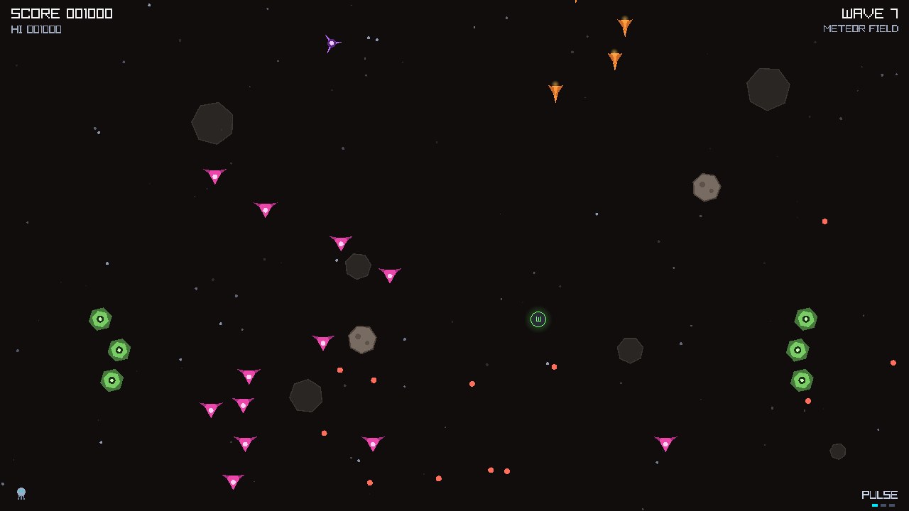 A meteor field wave: drones, darters and tumbling destructible rocks